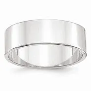 10k White Gold 7mm Lightweight Flat Wedding Band Ring