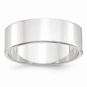 10k White Gold 7mm Lightweight Flat Wedding Band Ring