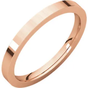 14 K Rose 2mm Flat Comfort Fit Band