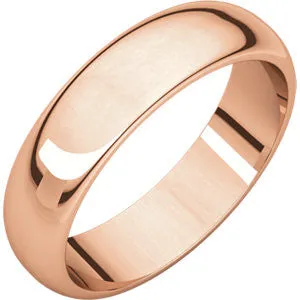 14 K Rose 5mm Half Round Band