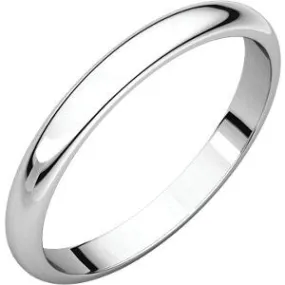 14K White 2.5mm Half Round Band