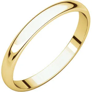 14K Yellow 2.5mm Half Round Light Band