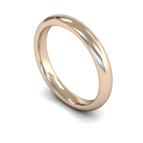 18ct Rose Gold Heavyweight Traditional Court/Flat Edge 3mm Wedding Ring