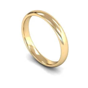 18ct Yellow Gold Lightweight Traditional Court/Flat Edge 3mm Wedding Ring