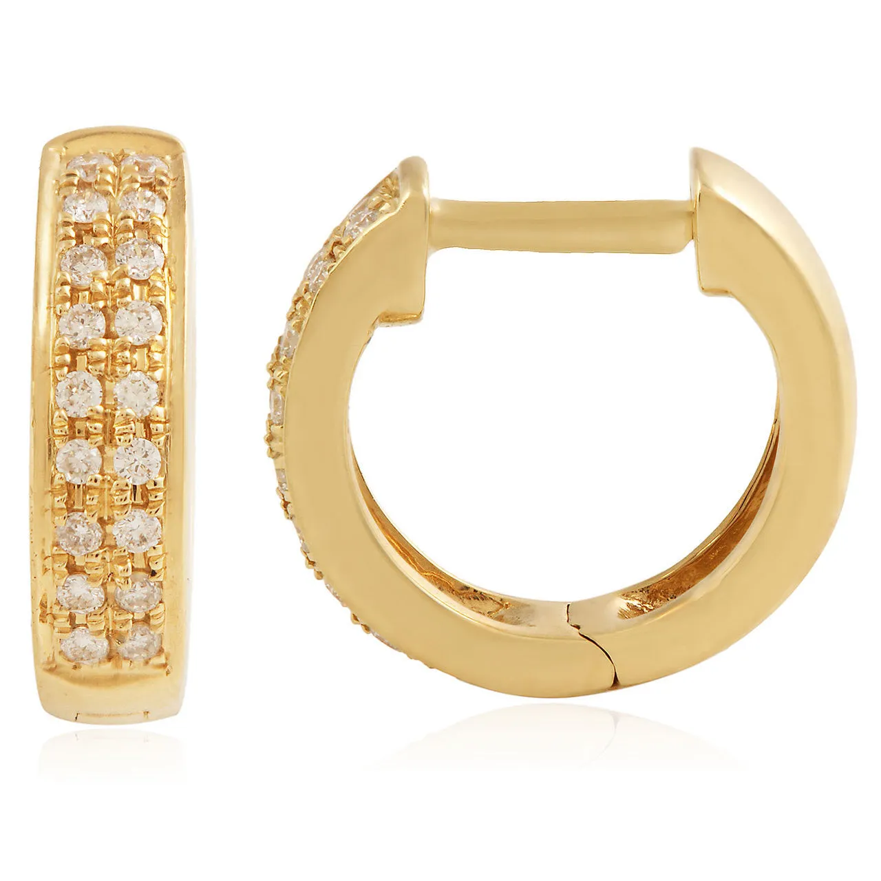 18k Yellow Gold .15ct Diamond Hoop Earrings