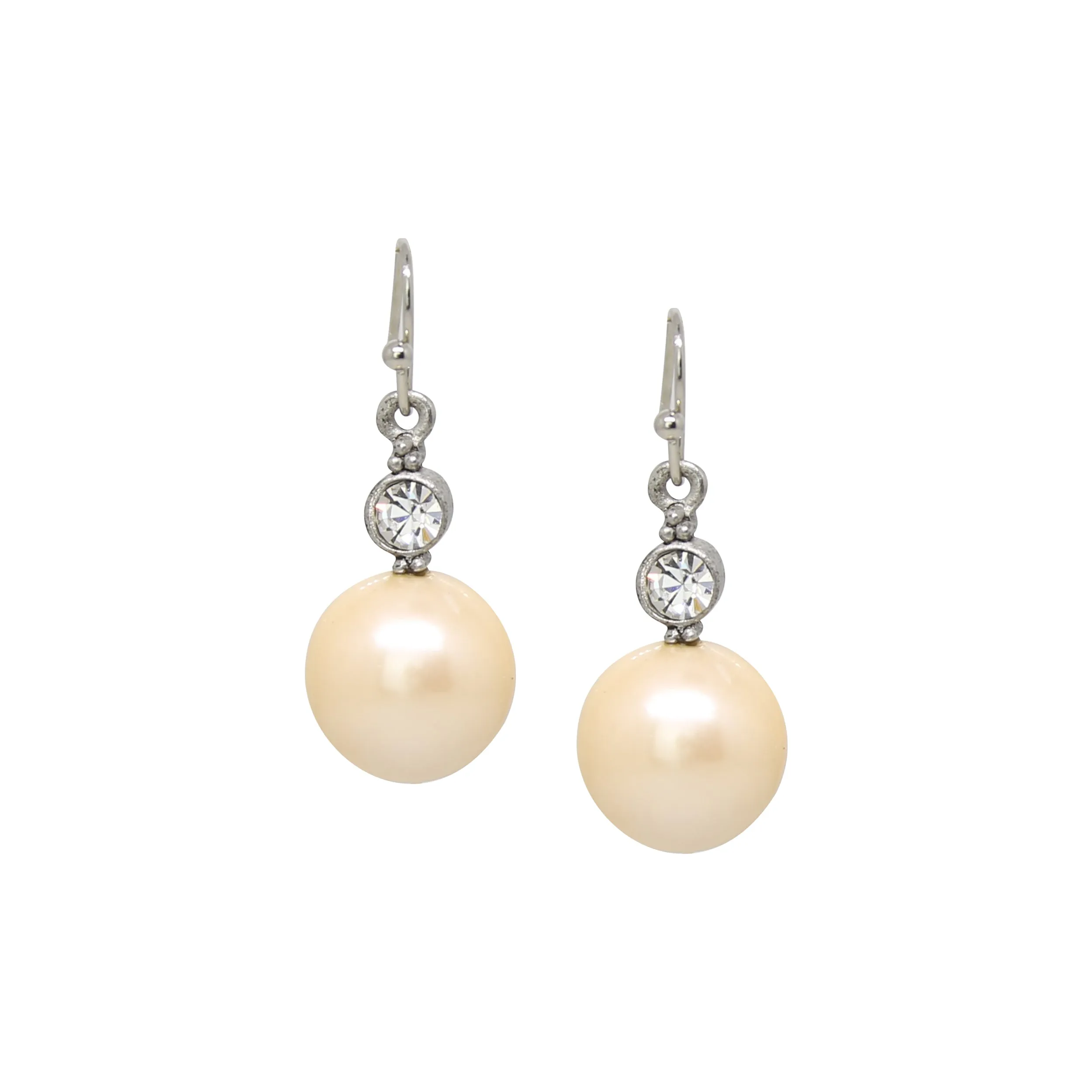 1928 Jewelry Faux Pearl Baubles & Crystals Drop Earrings - Small