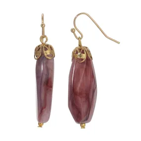 1928 Jewelry Irregular Milk Amethyst Bead Drop Earrings