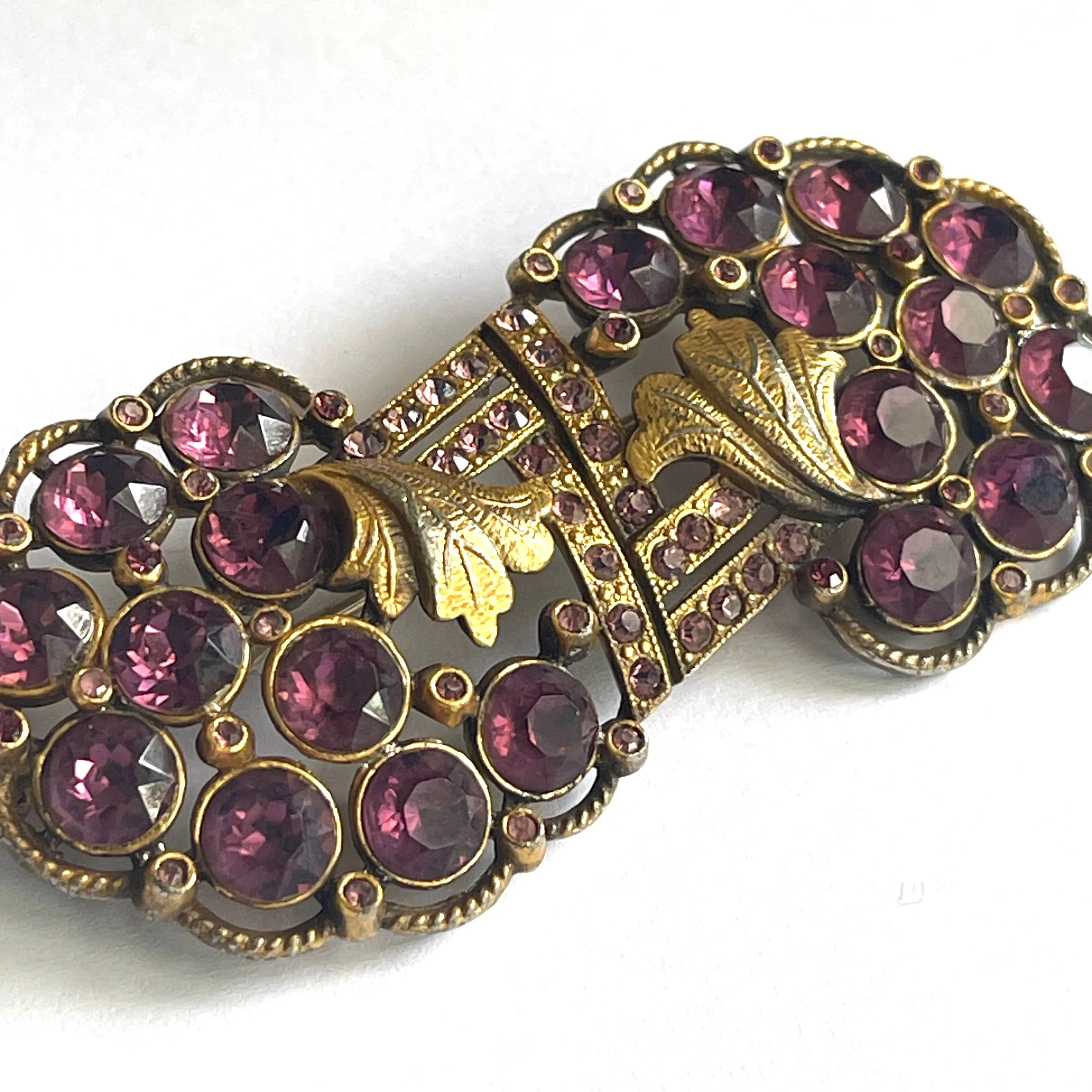 1940's Duette Style Purple Rhinestone Vintage Brooch