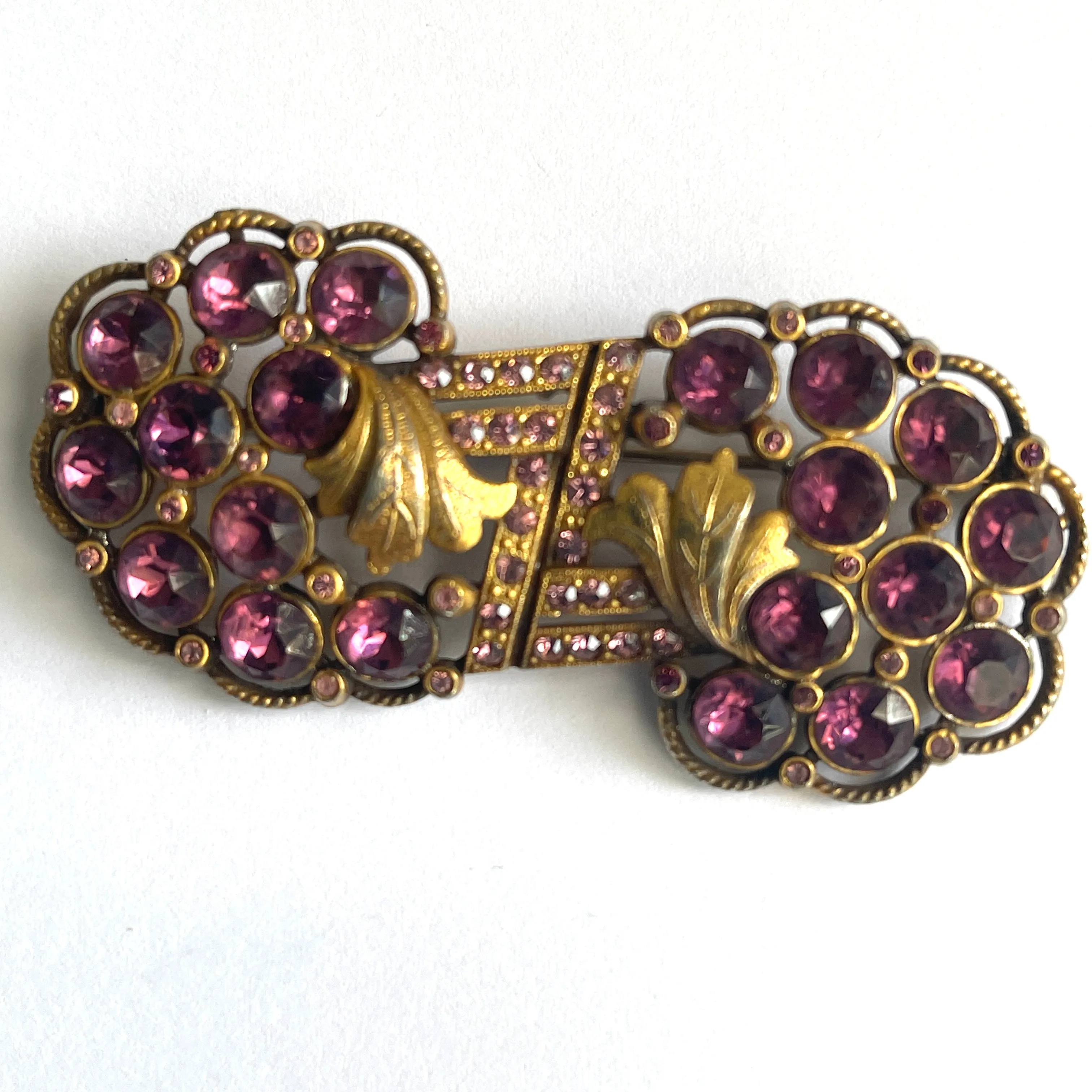 1940's Duette Style Purple Rhinestone Vintage Brooch