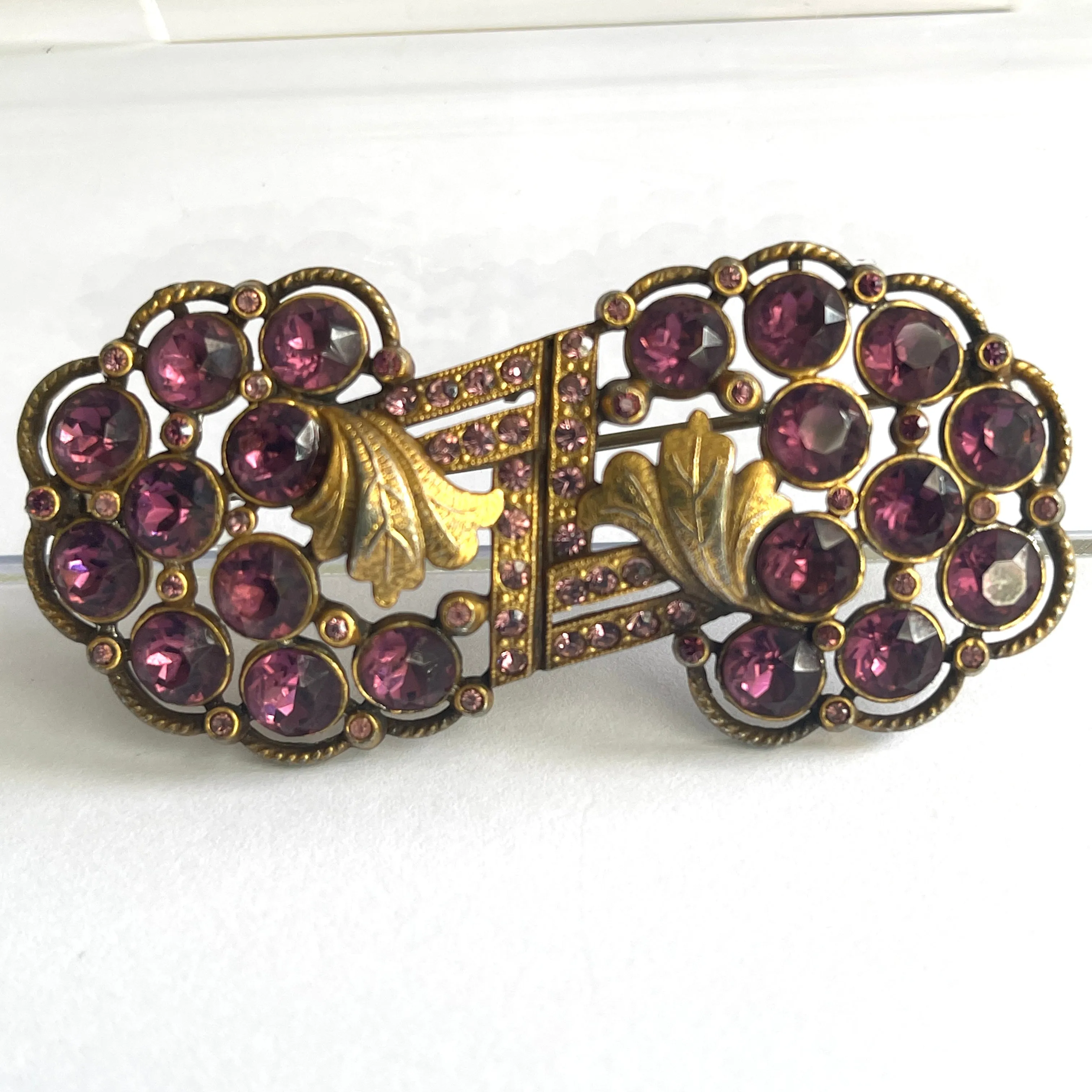 1940's Duette Style Purple Rhinestone Vintage Brooch