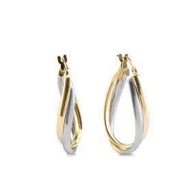 9k Yellow & White Gold Double Hoop Earrings (24mm)