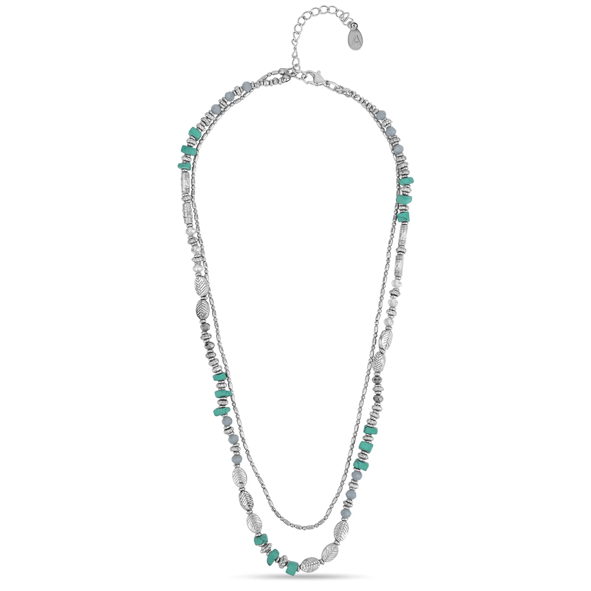 Accessorize London Women's Turquoise Leaf Layered Necklace