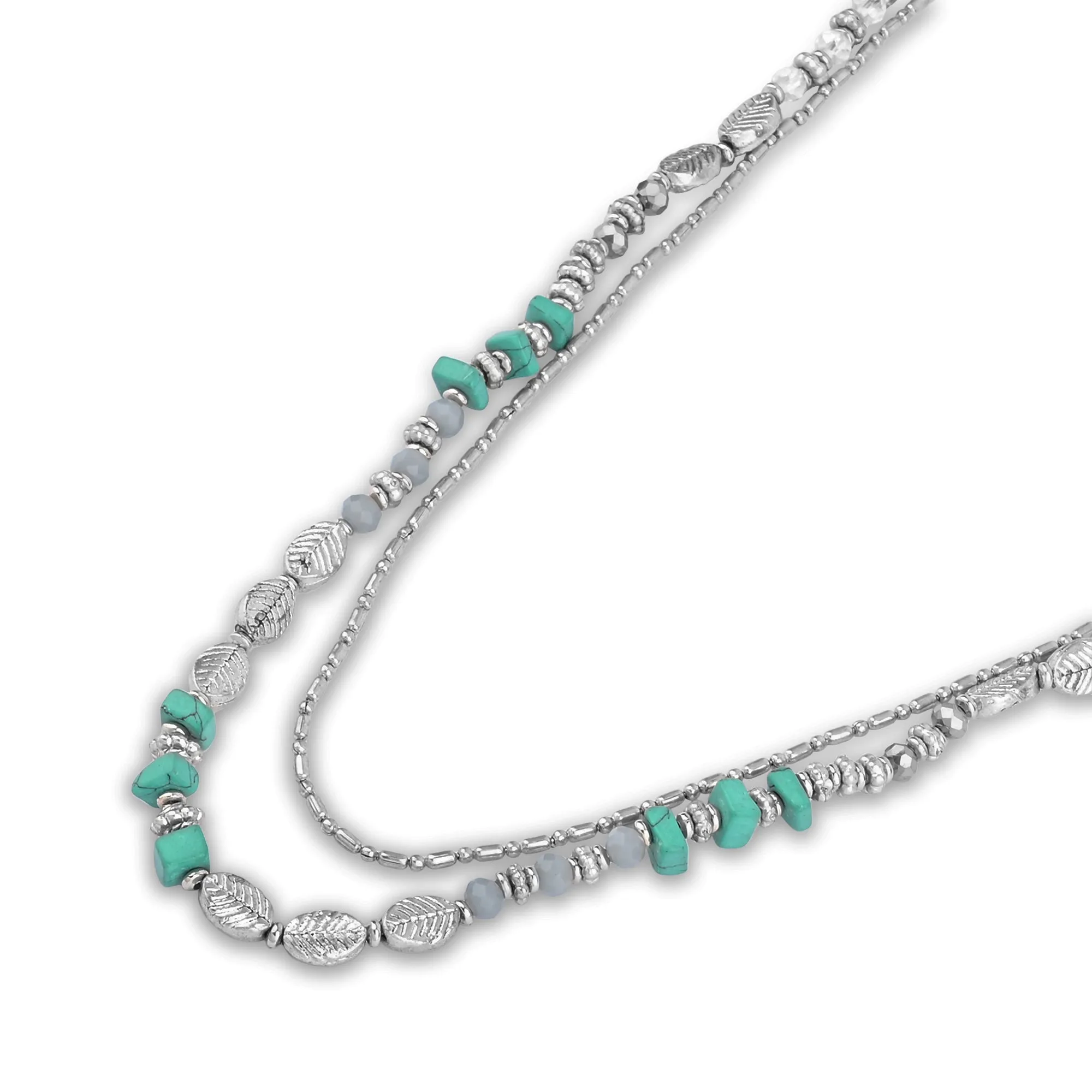 Accessorize London Women's Turquoise Leaf Layered Necklace