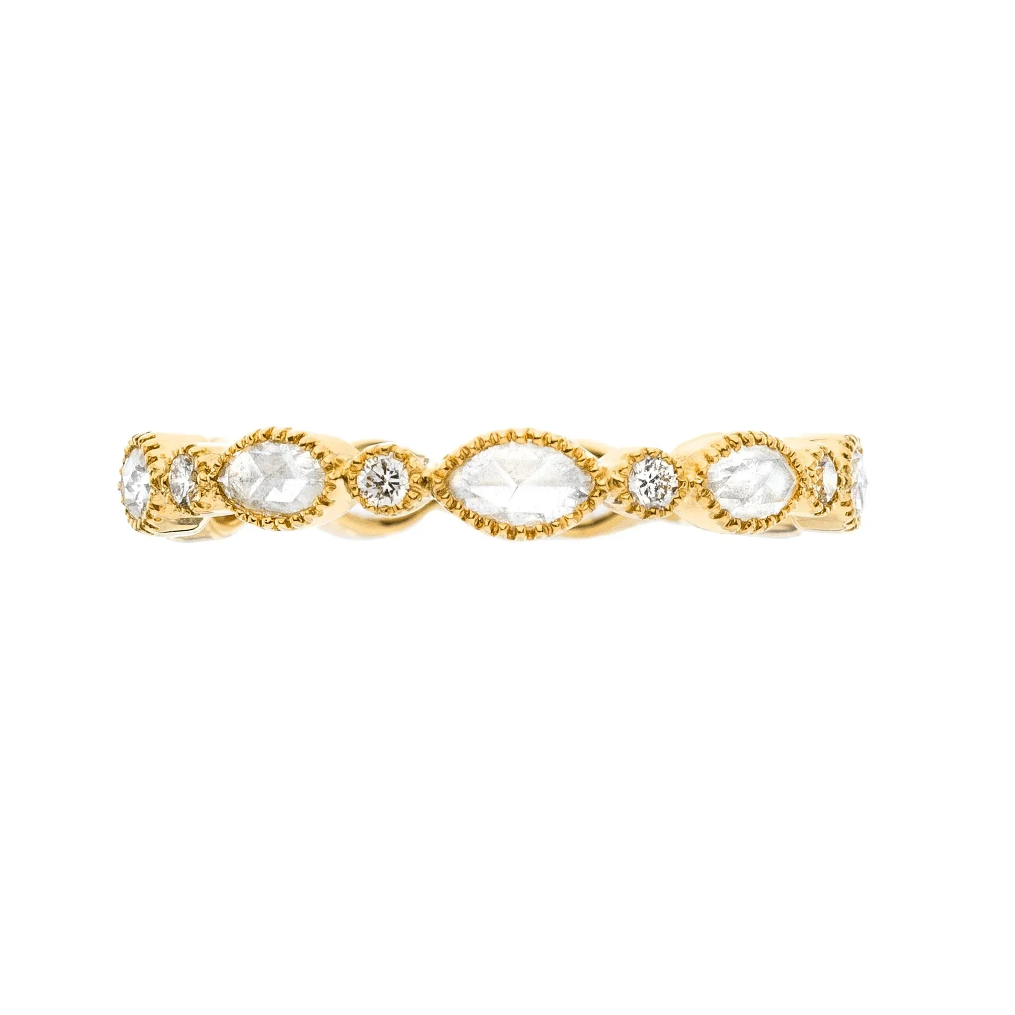 Amara White Diamond Band, Yellow Gold