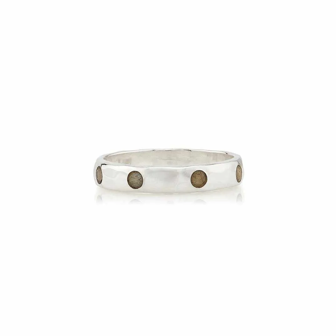 Anna Beck Labradorite Hammered Pavé Stacking Band - Silver