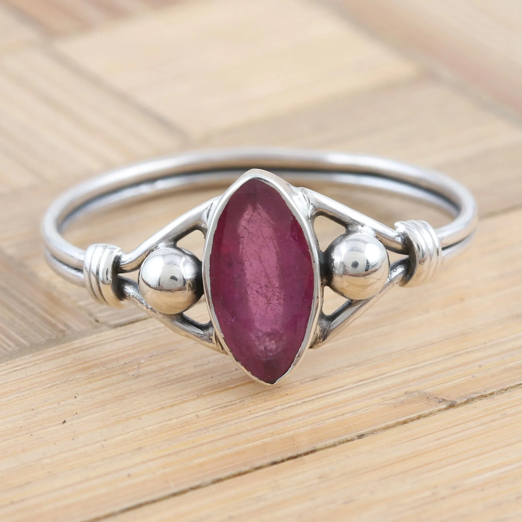 Baroness in Ruby Ruby and Sterling Silver Cocktail Ring