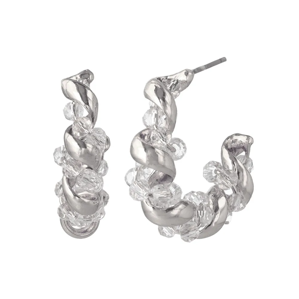 Beaded Spiral C Shaped Earrings