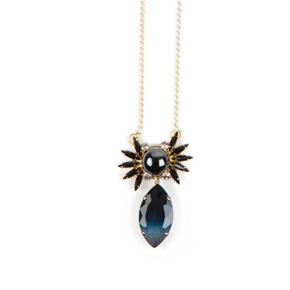 Black And Dark Blue Crystal Necklace