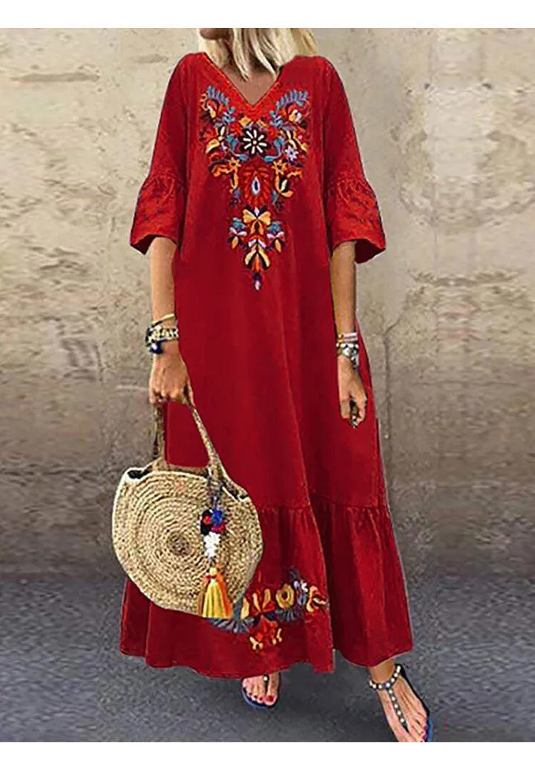 Bohemian Print Summer Dress For Women, Boho Maxi Dress