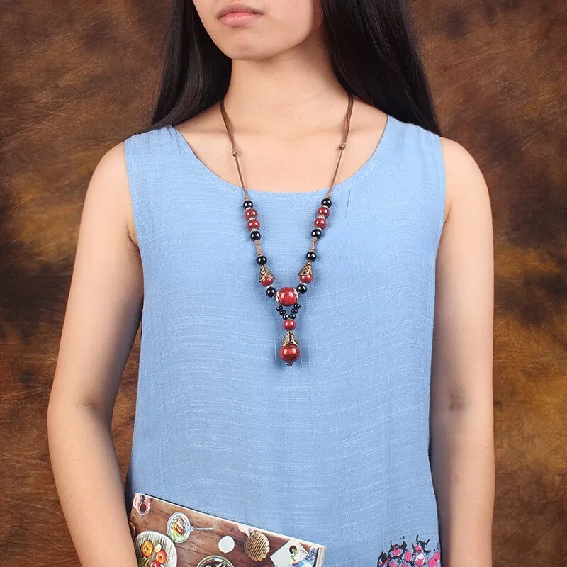 Bohemian Style Women's Ceramic Bead Necklace