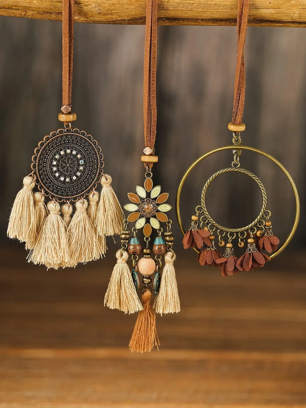 Bohemian Tassel Trio Necklace Set