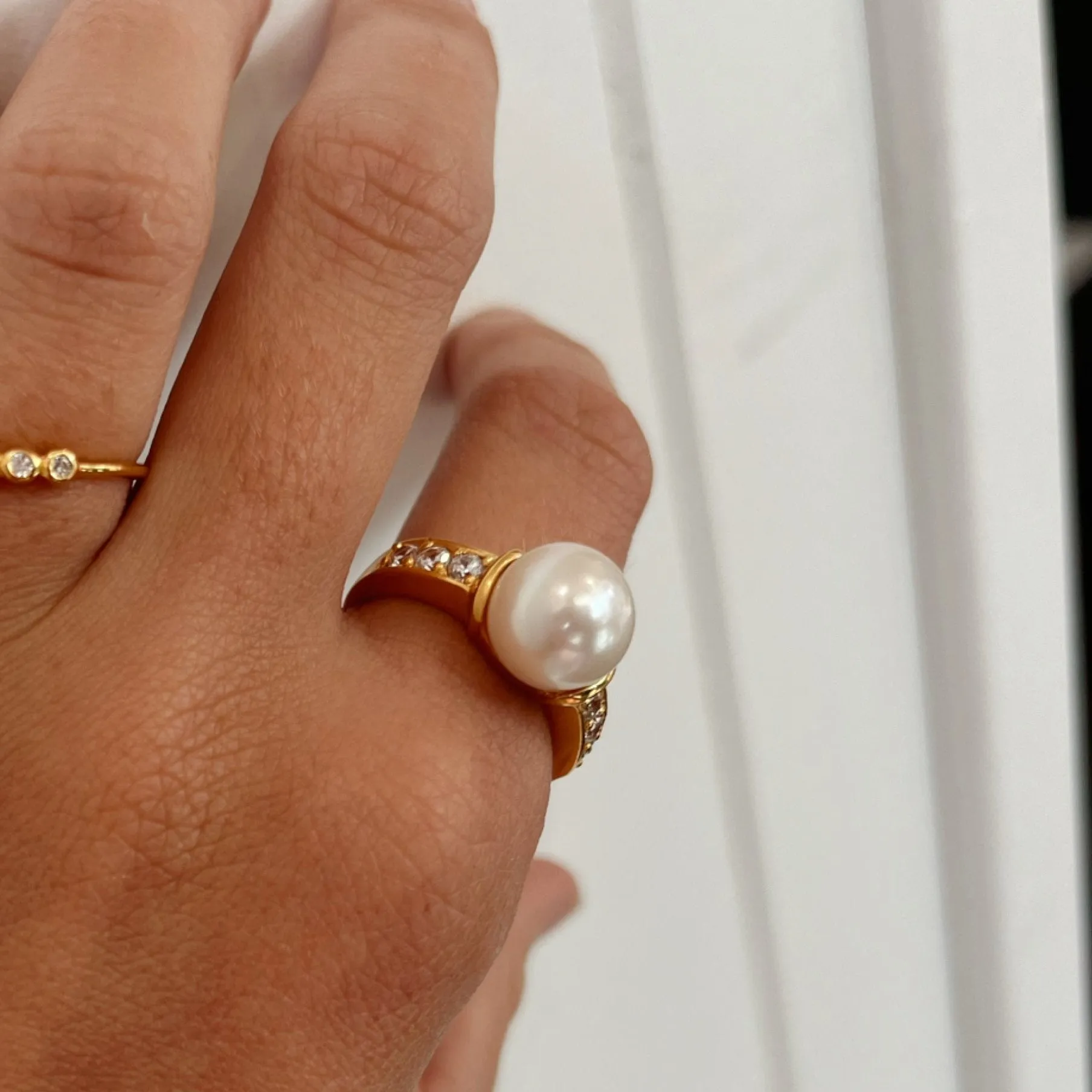 Broome Night Sky Pearl Zirconia Gold Ring