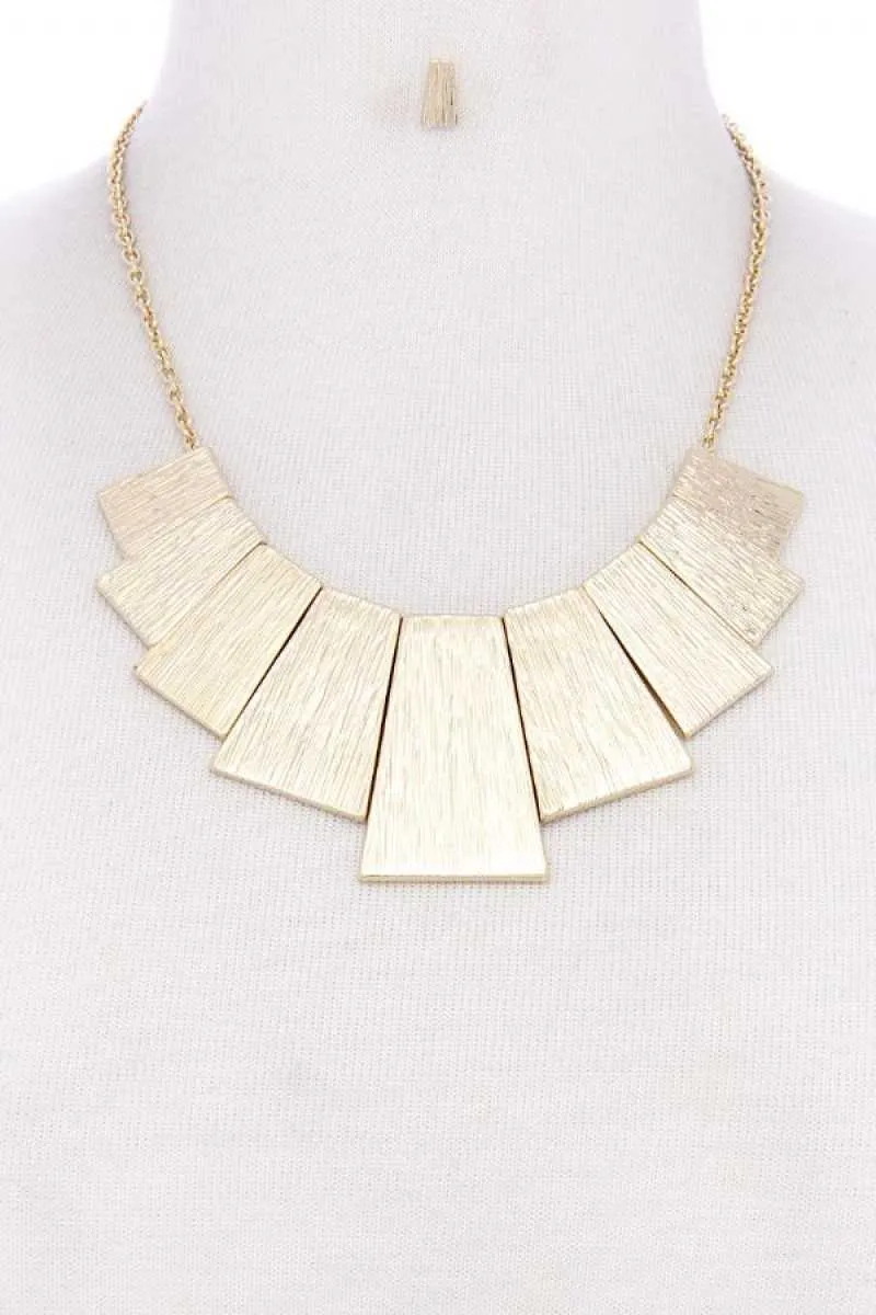 BRUSHED METAL NECKLACE & EARRINGS SET