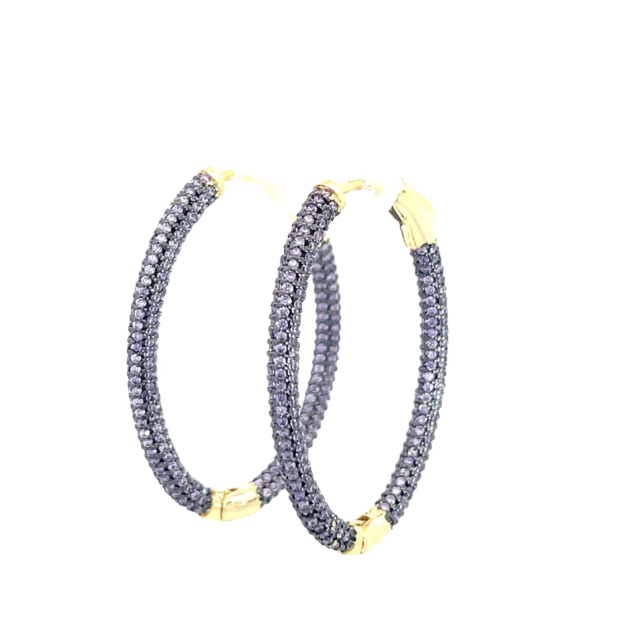 Crystal Oval Brass Hoops