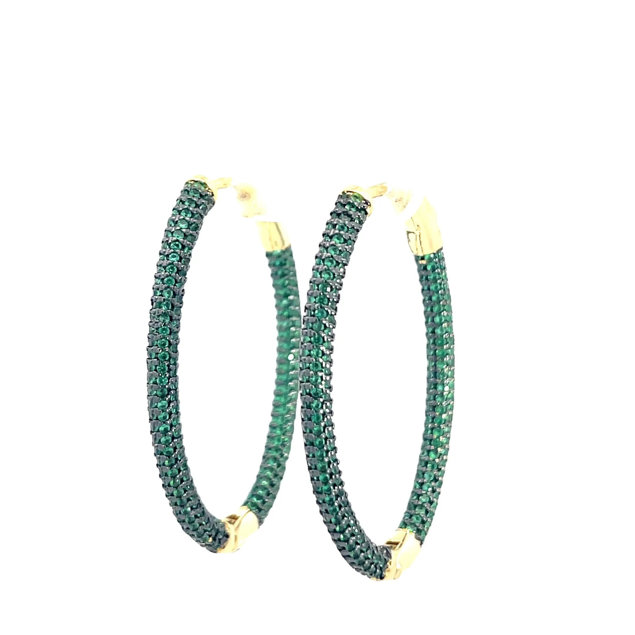 Crystal Oval Brass Hoops