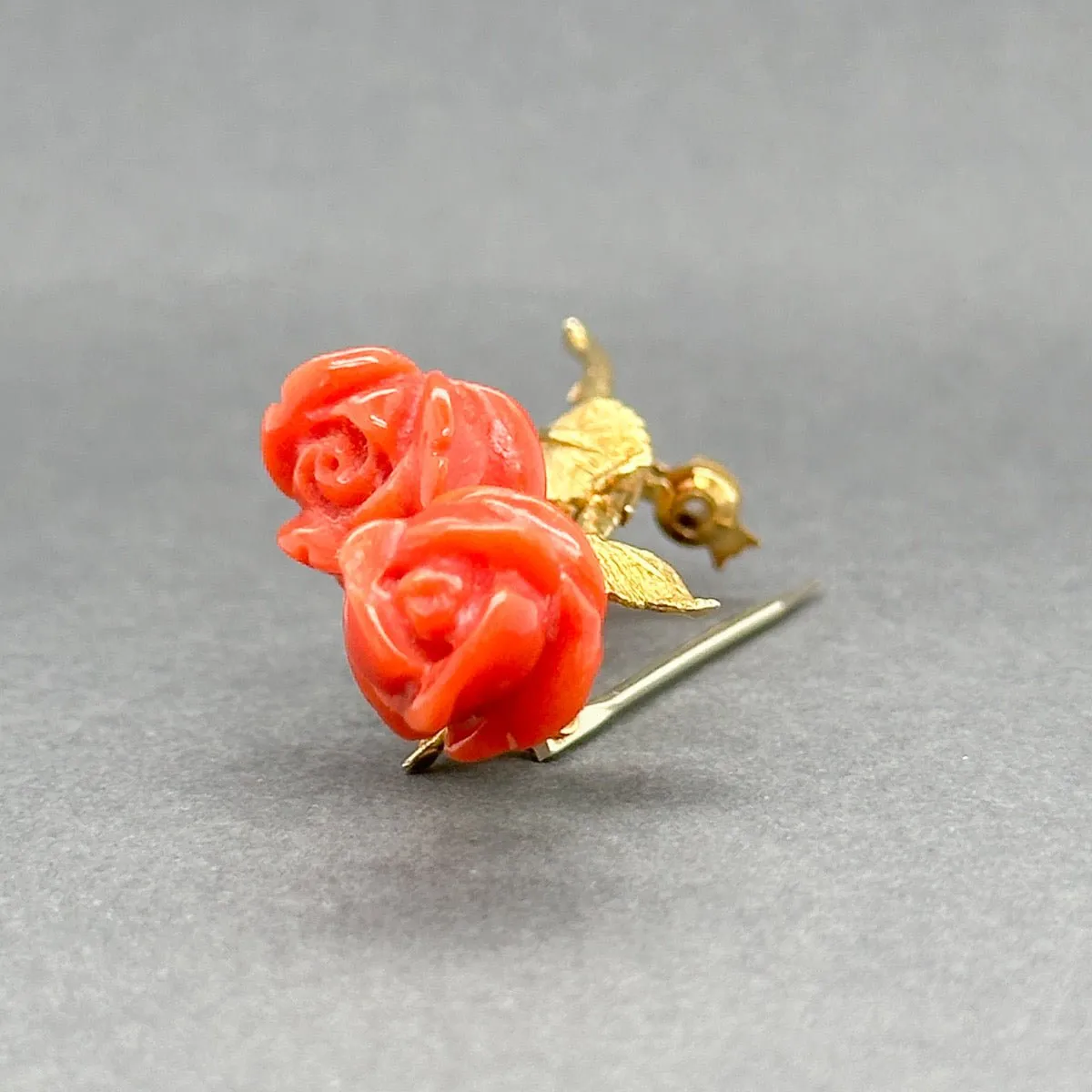 Estate Retro 18K Y Gold 8.00ctw Coral Flower Brooch