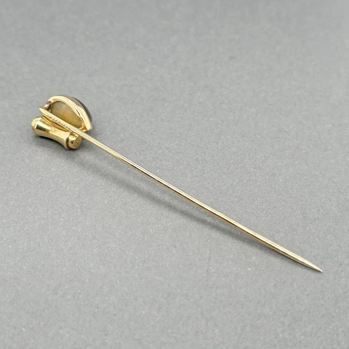 Estate Tiffany & Co. 14K Y Gold 5.44ct Tiger Eye Stick Pin