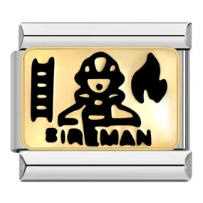 Fireman, Gold Plate, on Silver