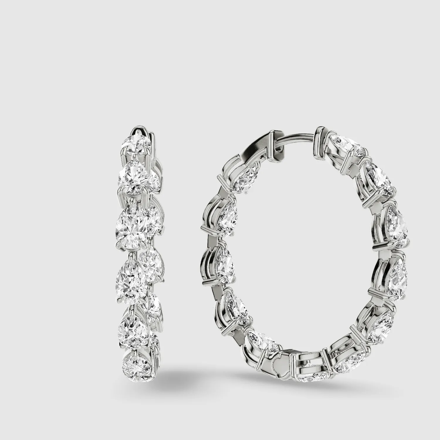 Front-Back Lab Grown Diamond Hoops-Pear