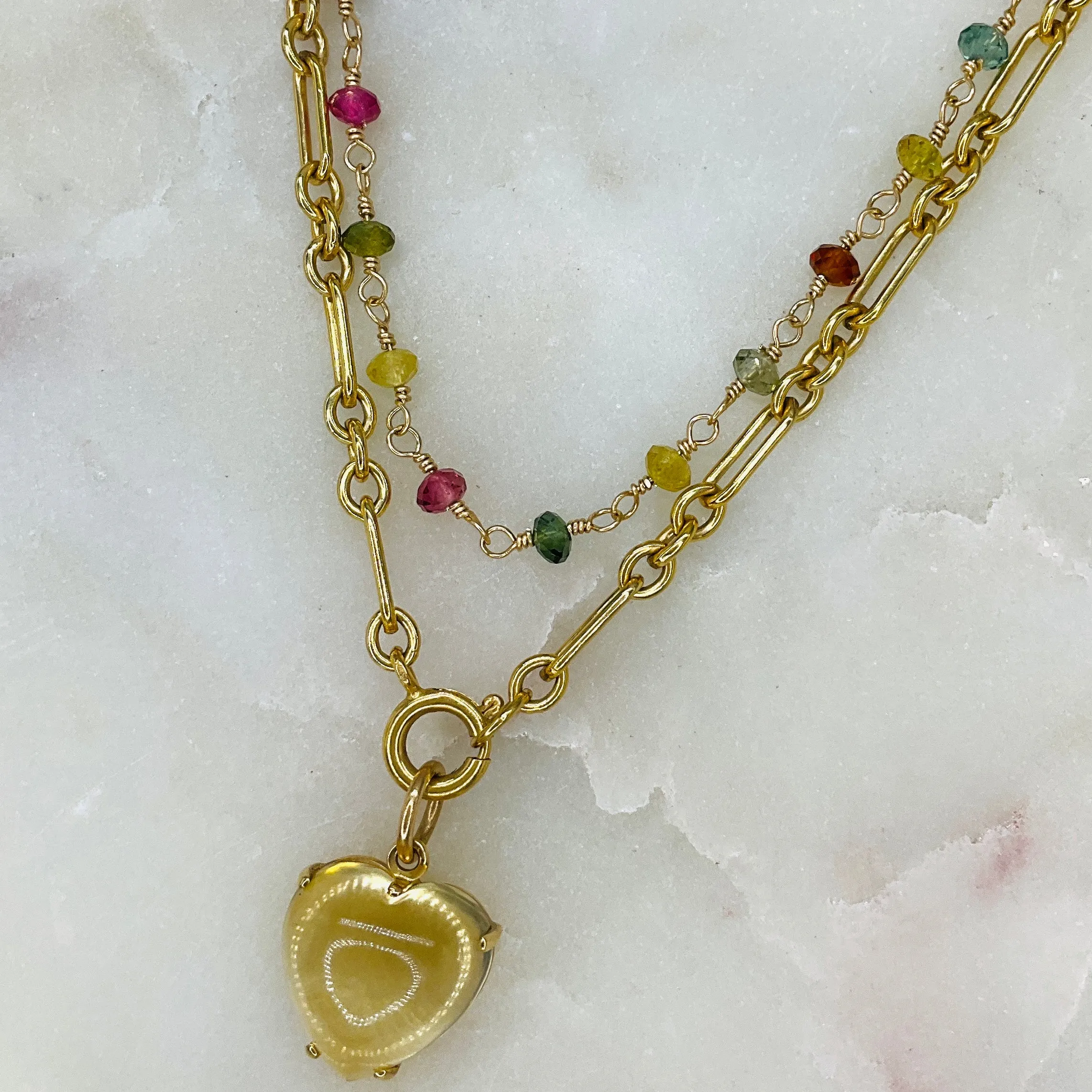 Gemstone Rosary Necklace ~ Multi Colored Tourmaline