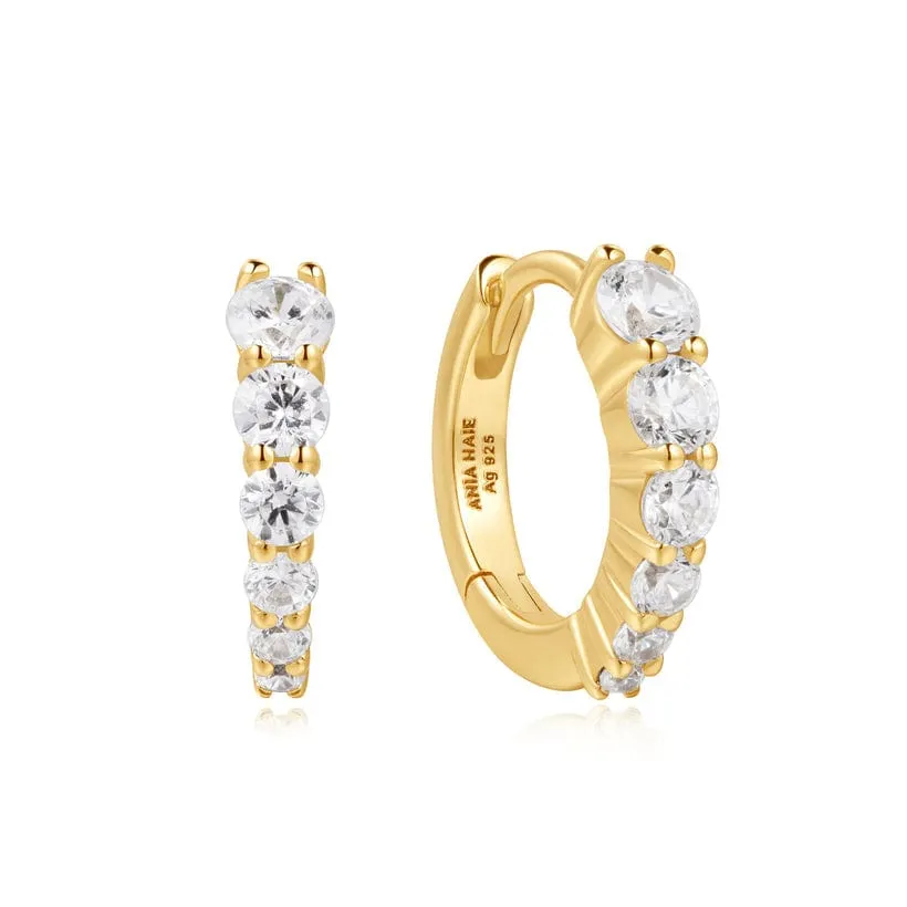 Gold Graident Pave Huggie Earrings