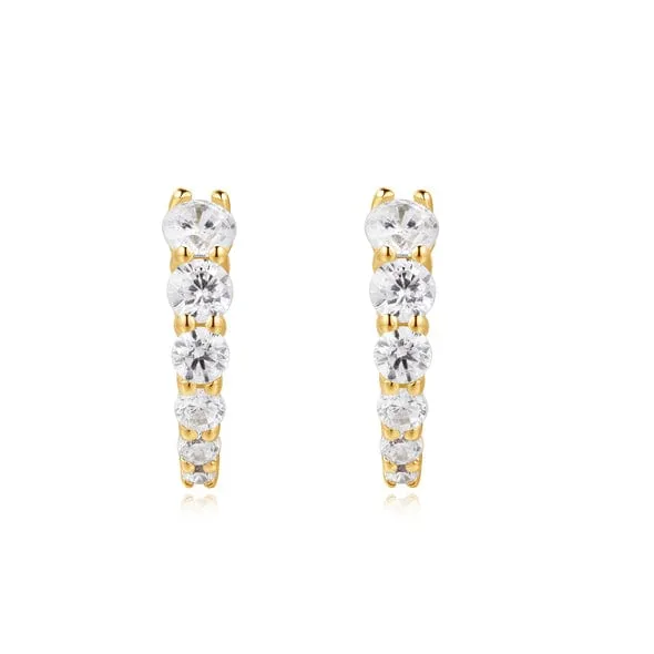 Gold Graident Pave Huggie Earrings