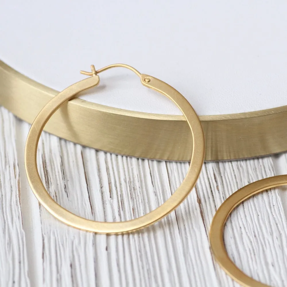 Gold Plated Large Flat Hoop Earrings