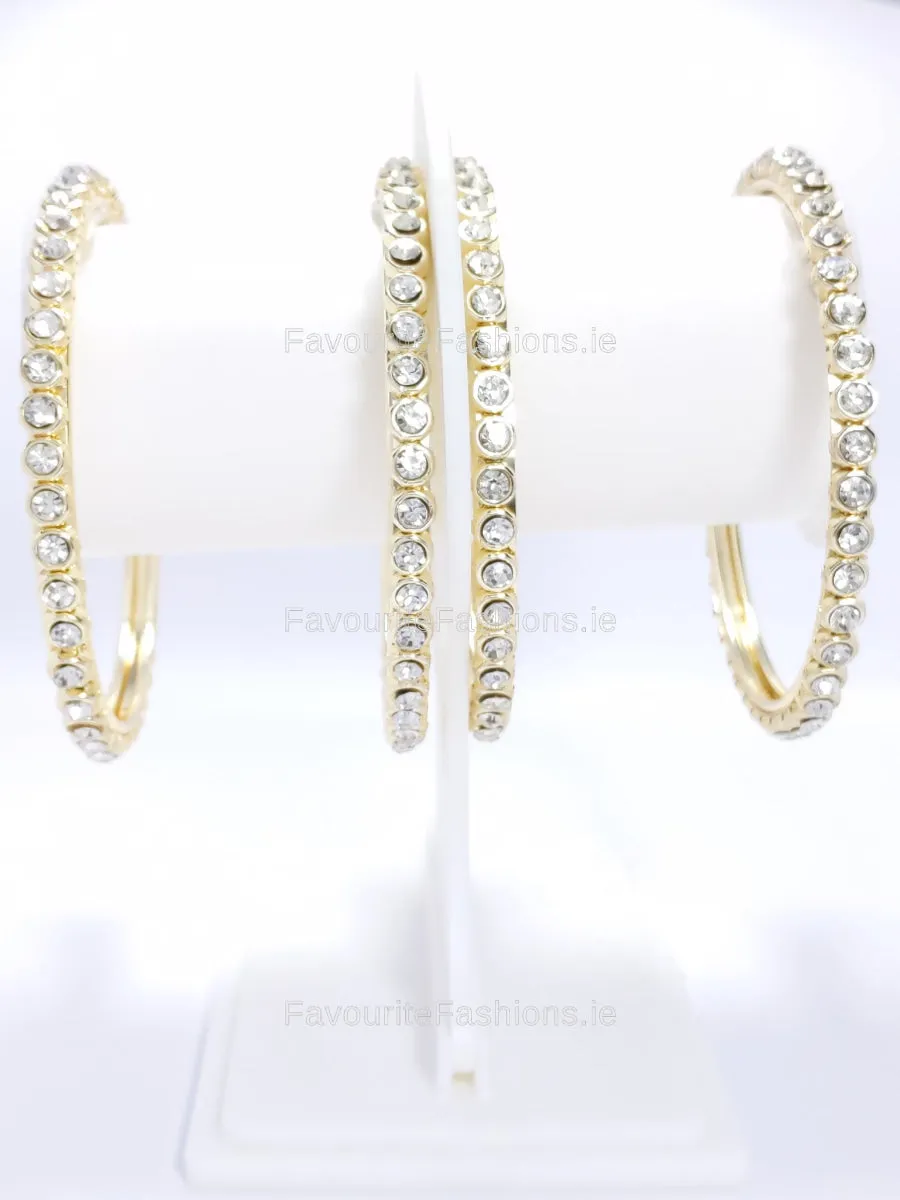 Gold Tone Diamond Detail Slim Tennis Bracelet