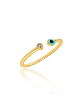 Gregio Tiny Shiny Ring W/ Cz & Blue Eye