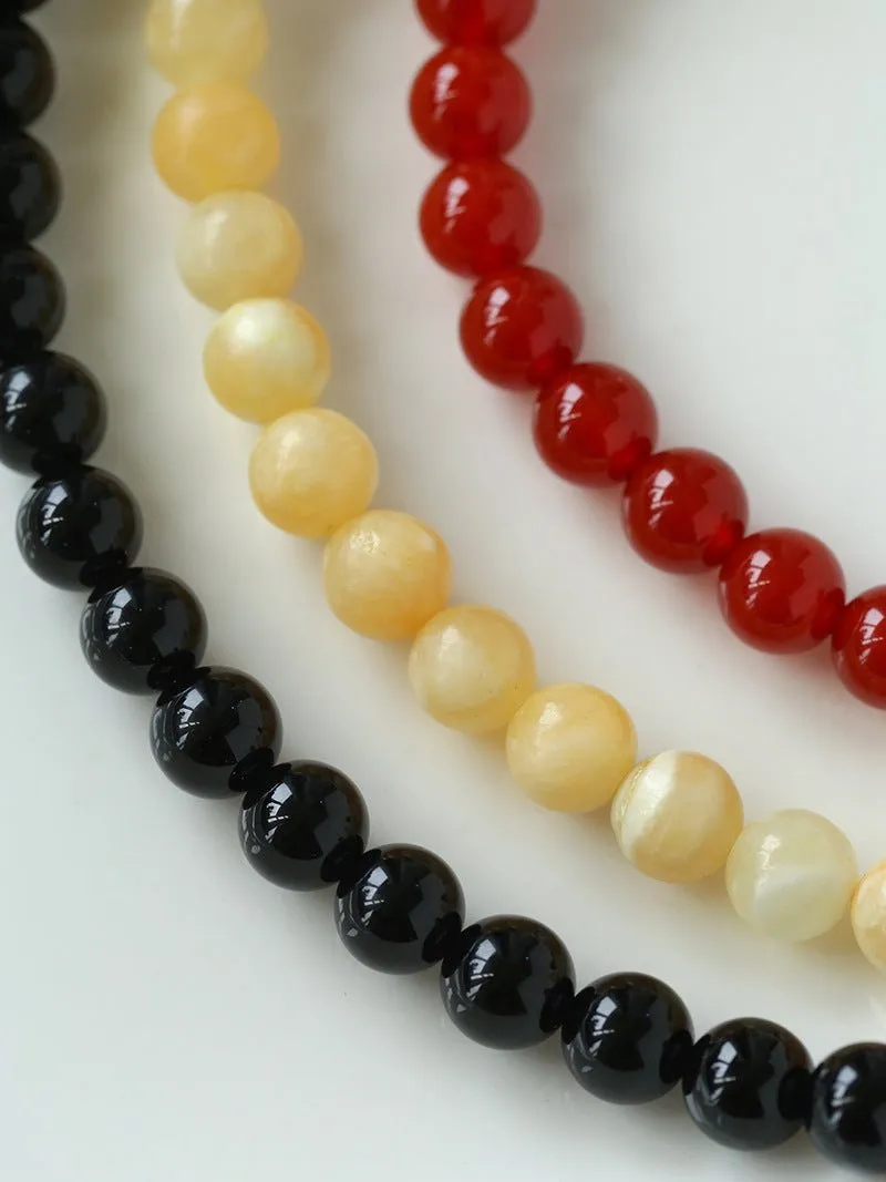 Harmonious Gemstone Necklaces Onyx Beaded 10mm Necklaces