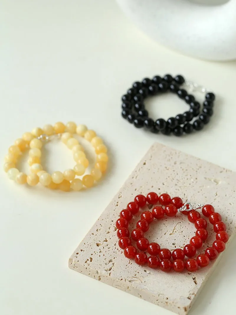 Harmonious Gemstone Necklaces Onyx Beaded 10mm Necklaces