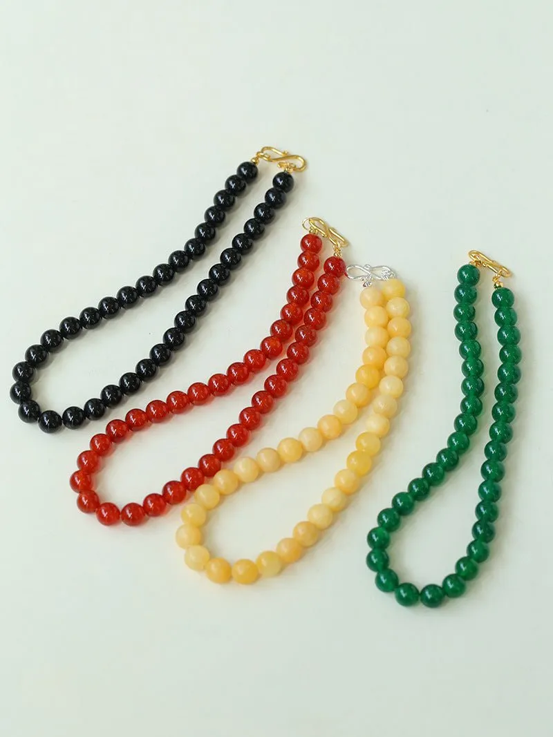 Harmonious Gemstone Necklaces Onyx Beaded 10mm Necklaces