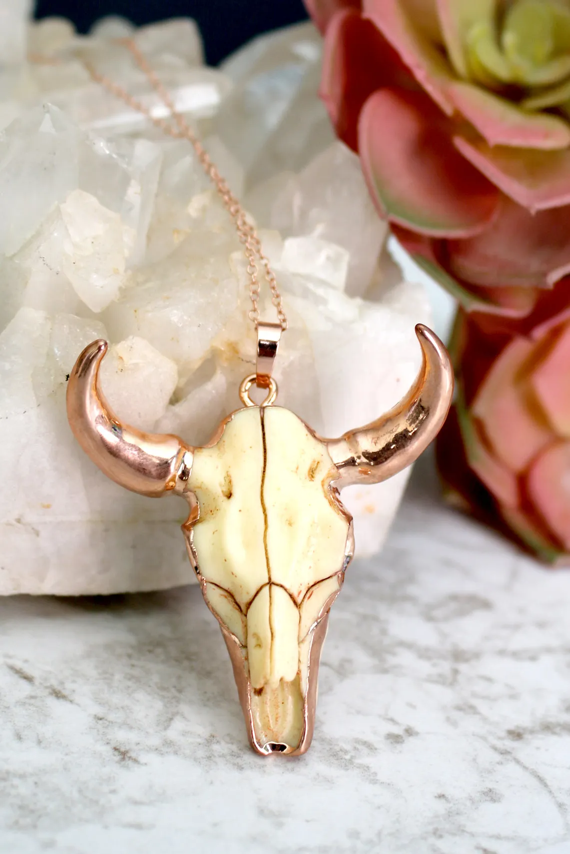 Hooked // Large Cattle Head Necklace, Gold, Sterling Silver, Rose Gold, Texan Jewelry // BH-N020