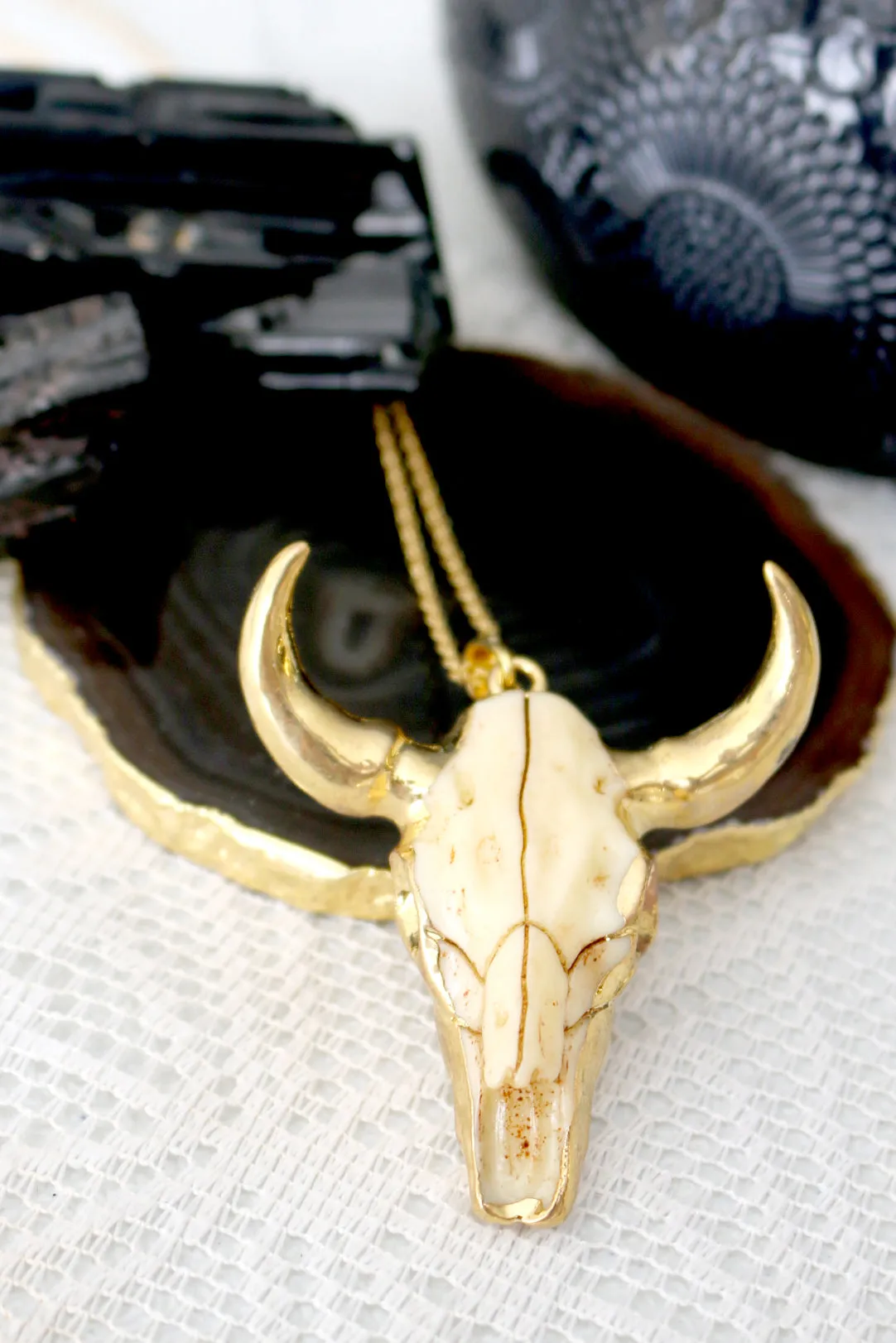 Hooked // Large Cattle Head Necklace, Gold, Sterling Silver, Rose Gold, Texan Jewelry // BH-N020