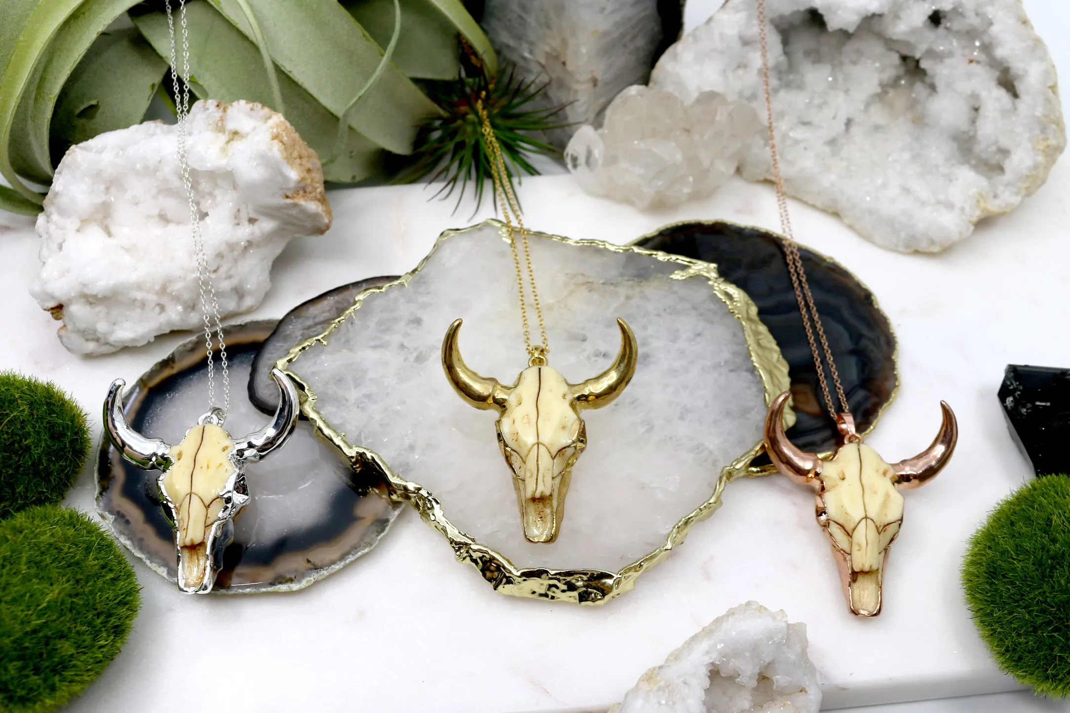 Hooked // Large Cattle Head Necklace, Gold, Sterling Silver, Rose Gold, Texan Jewelry // BH-N020