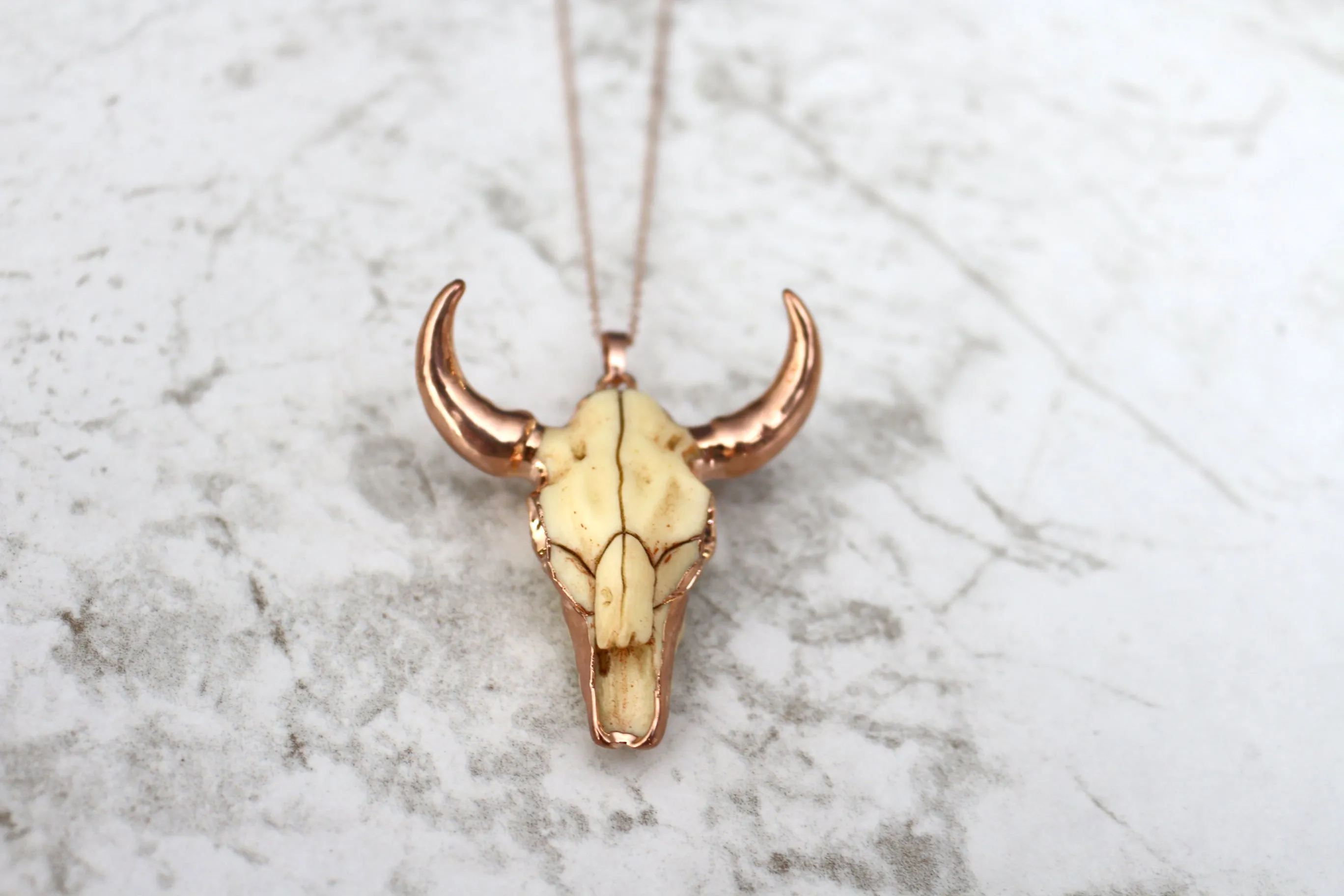 Hooked // Large Cattle Head Necklace, Gold, Sterling Silver, Rose Gold, Texan Jewelry // BH-N020