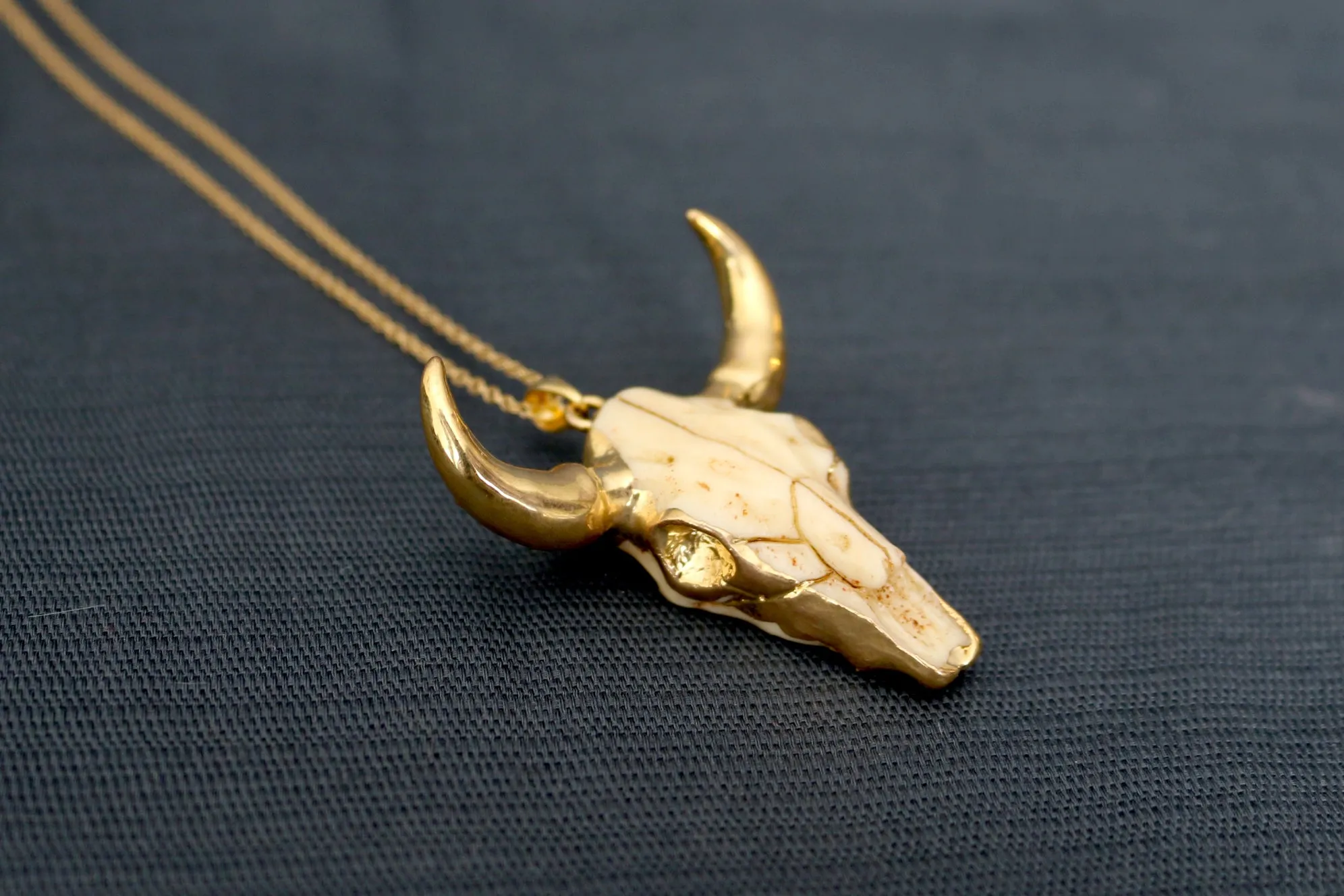 Hooked // Large Cattle Head Necklace, Gold, Sterling Silver, Rose Gold, Texan Jewelry // BH-N020