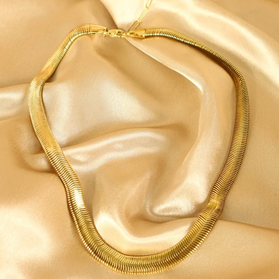 Jamila 18ct Gold Plated Stainless Steel Snake Choker Necklace