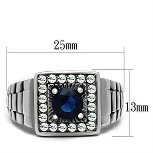 Jewellery Kingdom Sapphire Simulated Diamonds Pinky Mens Signet Ring (Blue)