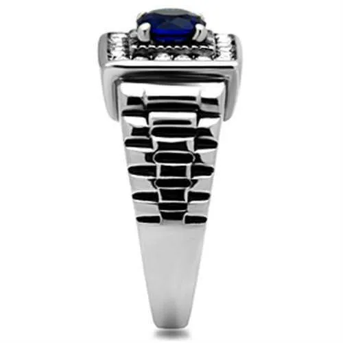 Jewellery Kingdom Sapphire Simulated Diamonds Pinky Mens Signet Ring (Blue)